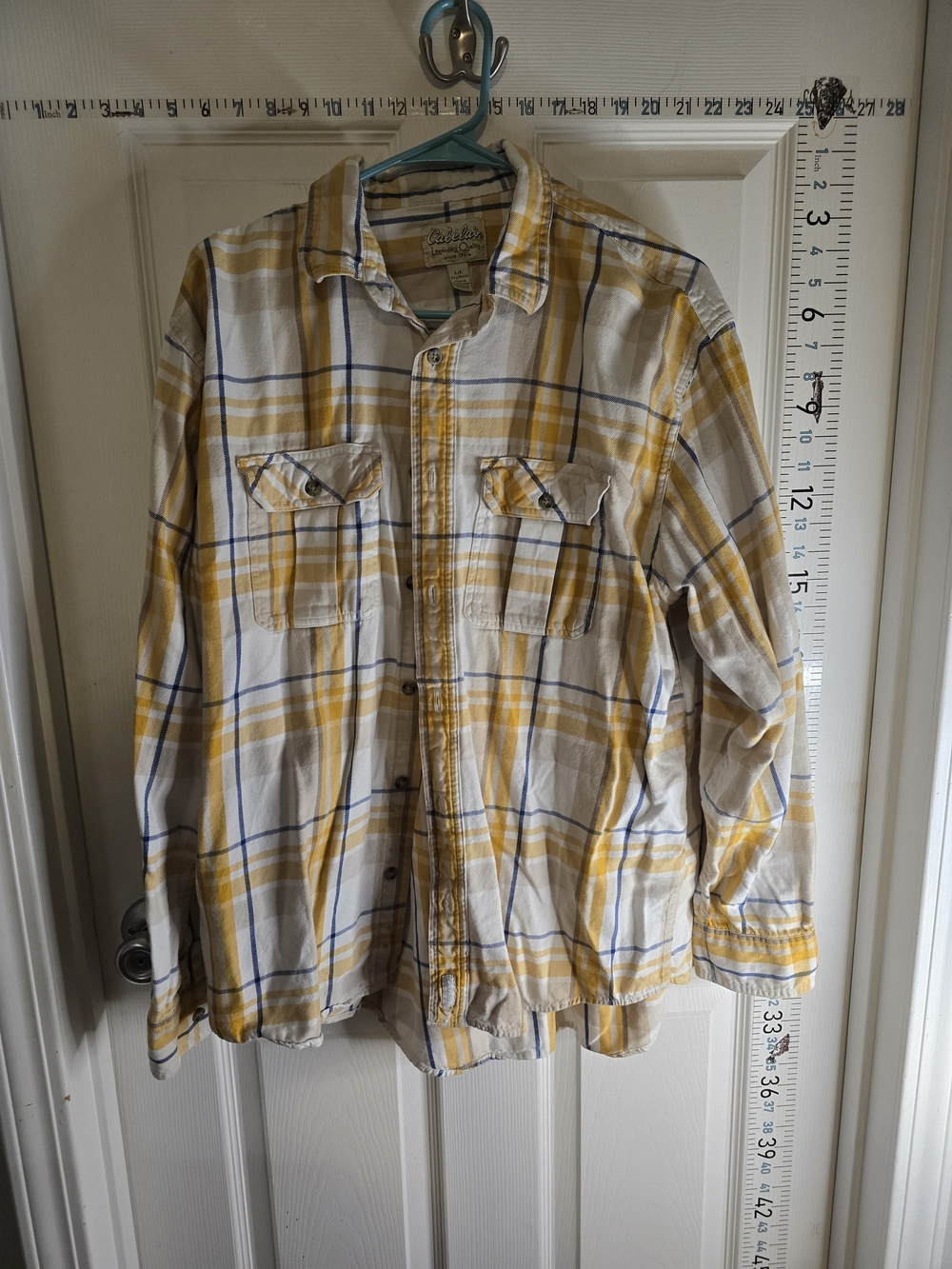 Cabela's Yellow, White & Navy Plaid Button-Front Shirt